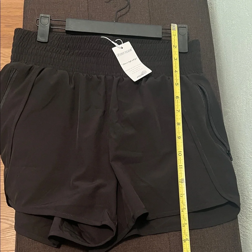 #1150+Elegant High Waist Black Women's Shorts W/  /Right & Left Zipper Pockets - Picture 5 of 7